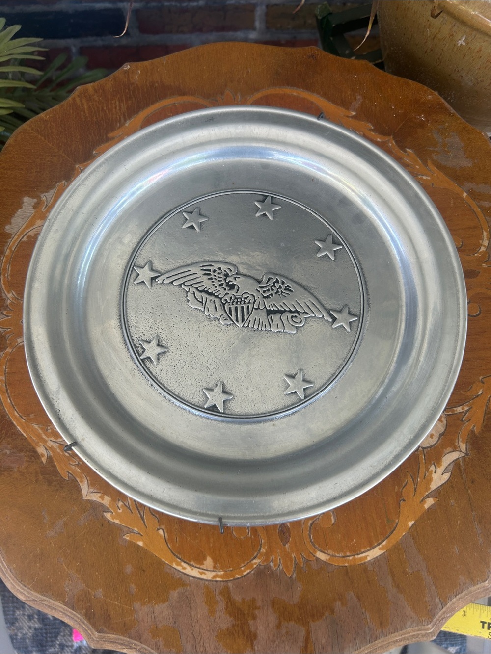 Vintage Pewter Eagle Wall Plate